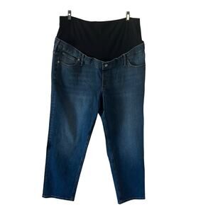 Gap Blue Denim Maternity Jeans Ankle Straight Leg Size 18/34 Belly Band